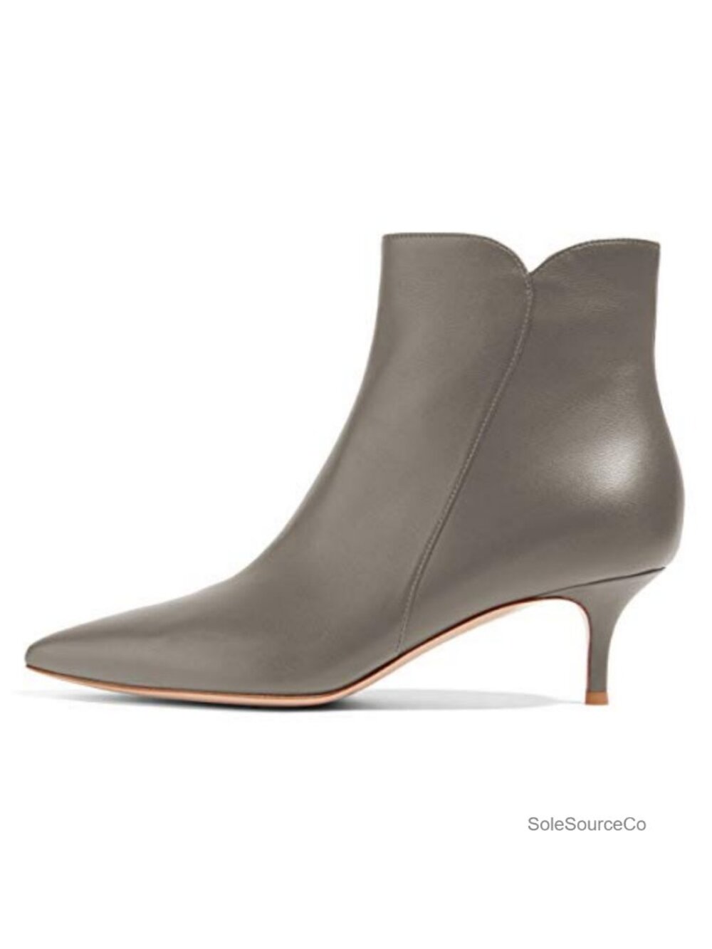 Women's Kitten Heel Ankle Boots Pointed Toe Side Zip Faux Leather Dressy Booties